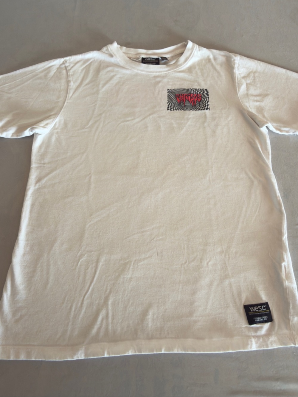 Wesc White Short Sleeve Tee with Red Chest Patch